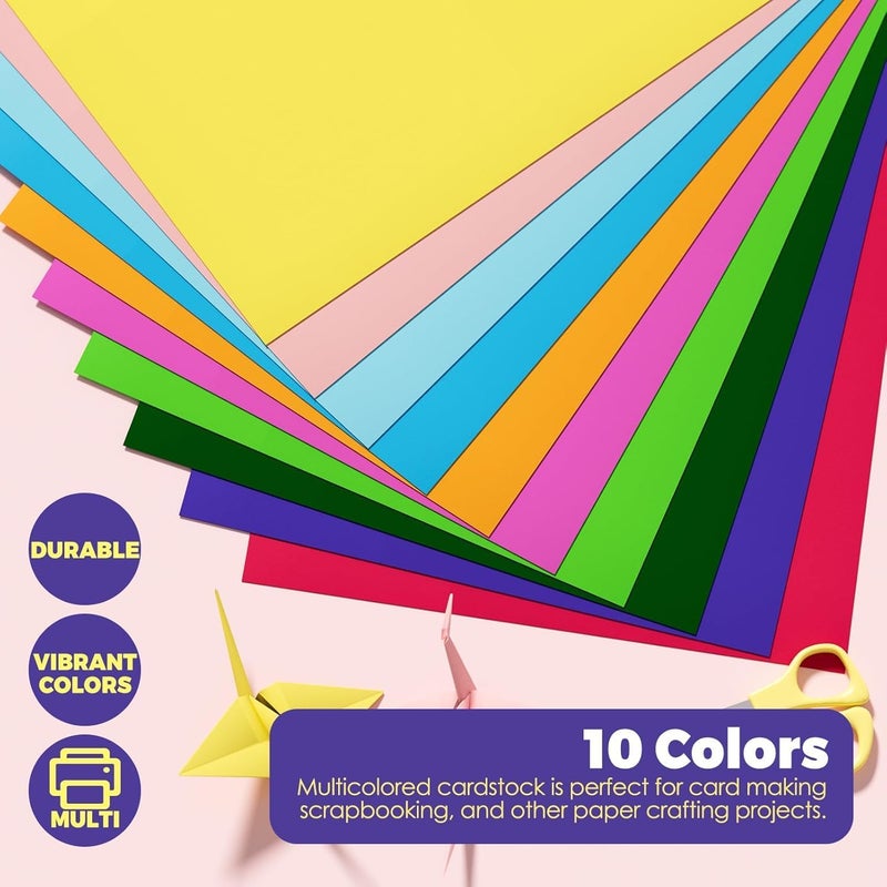 CREGEAR 100 Sheets Colored Cardstock Printer Paper 8.5 x 11, 10 Assorted Colors Card Stock, 180gsm/65lb Multicolor A4 Colorful Construction Paper for Crafting, Christmas DIY Card Making, Scrapbooking - Image 3